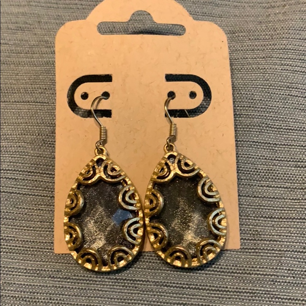 Gold and grey earrings